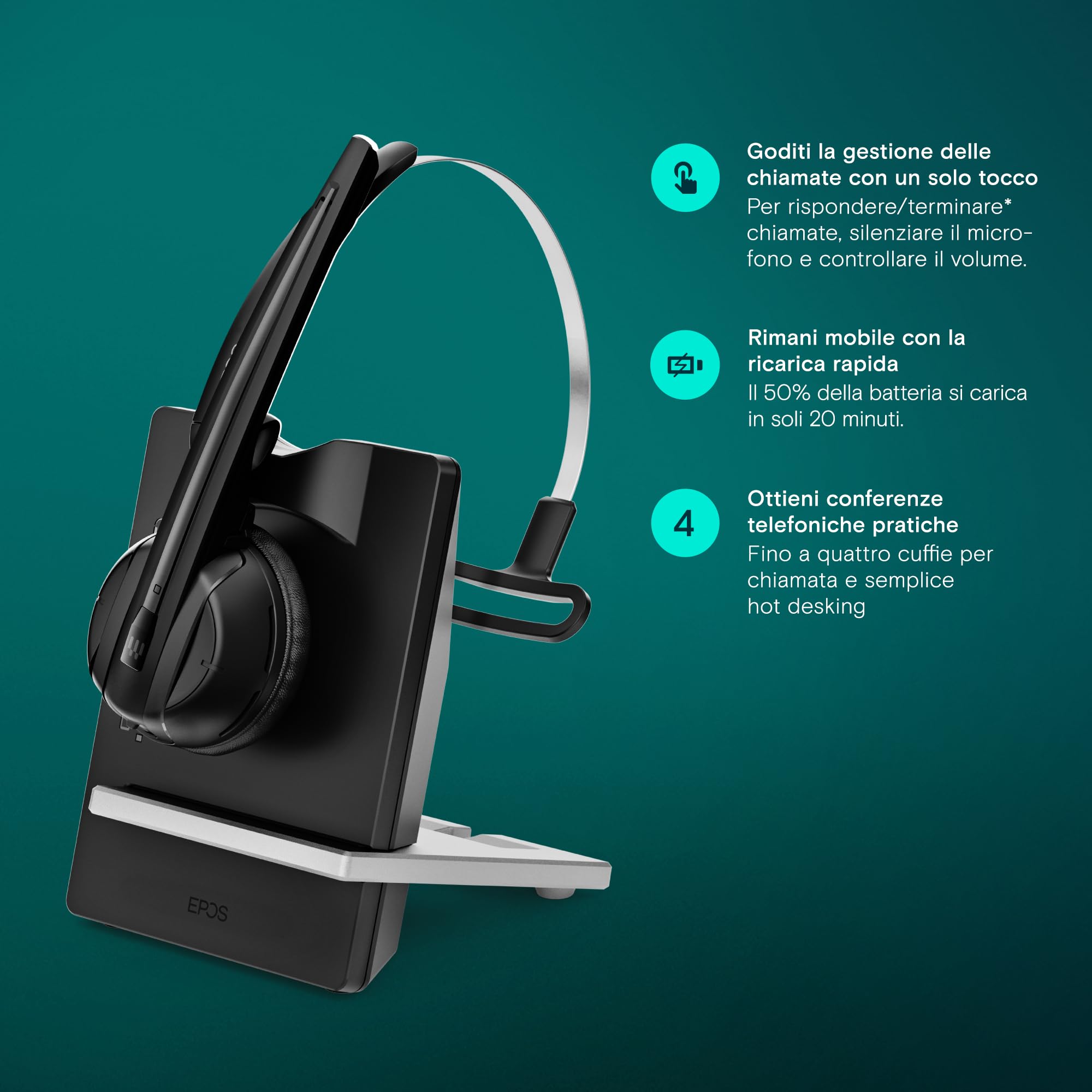 EPOS SENNHEISER Impact D 10 USB ML II Mono DECT Auriculares para PC/Softphone cancelación de Ruido