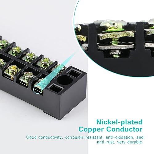 Miniatura 5 de OCR 8 juegos de bloques de terminales, 8 piezas de 3456 posiciones 600V 15A bloques de terminales de doble fila de tornillos con tapa, 16 piezas de