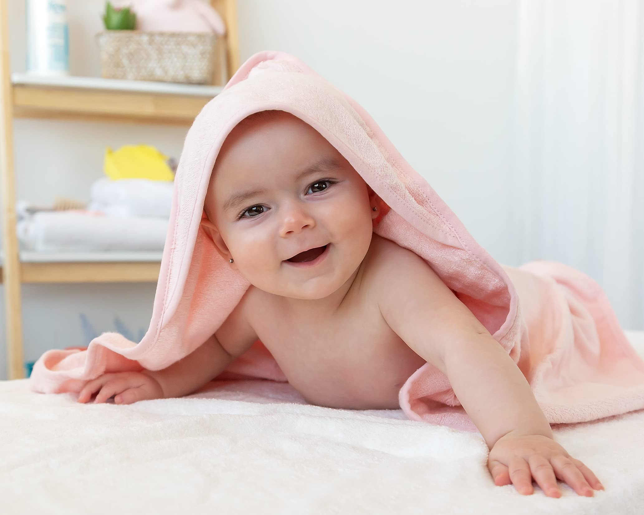 Kiokids Asciugamano Bagno Bambù Per Bebé Rosa
