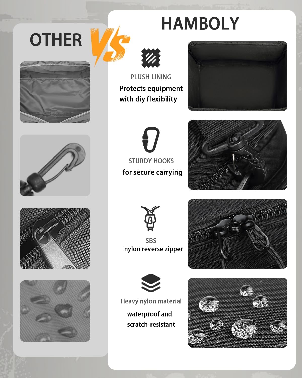 HAMBOLY Tactical Gun Range Bag for Handguns, Pistol Range Bag with 6X Magazine Slots and Extra Pockets for Ammo and Essentials for Shooting Hunting Outdoor Sports - Image 3