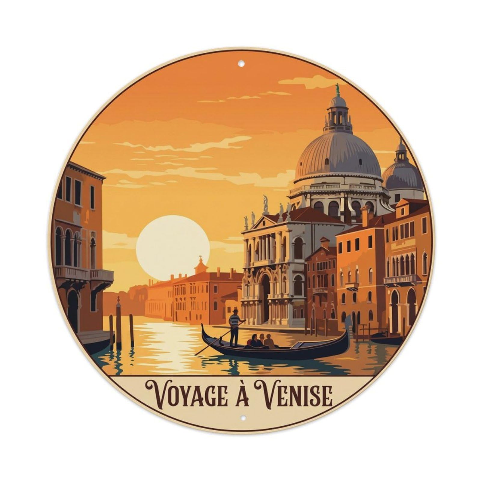 Vintage Travel Italy Cathedral Heritage Metal Tin Sign Plaque Wall Decor for Cafe, Club, Garden Round Metal Poster 8x8Inch