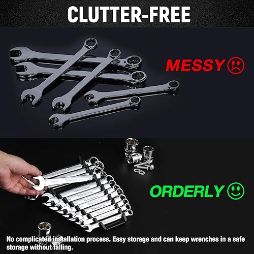 Miniatura 6 de ALOANES Organizador de llaves magnéticas de 48 ranuras, organizador de llaves estándar para caja de herramientas, bandeja de soporte de llaves