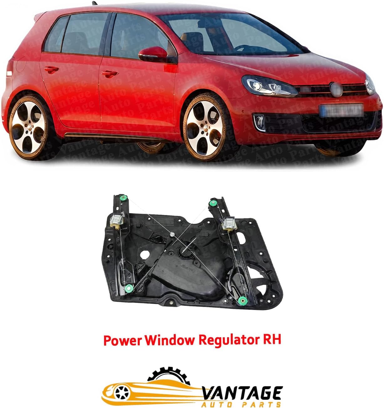 Front Power Window Regulator Passenger Side Compatible with Volkswagen GTI 2010-2014 | DIRECT REPLACEMENT |‎ 5K0837462D