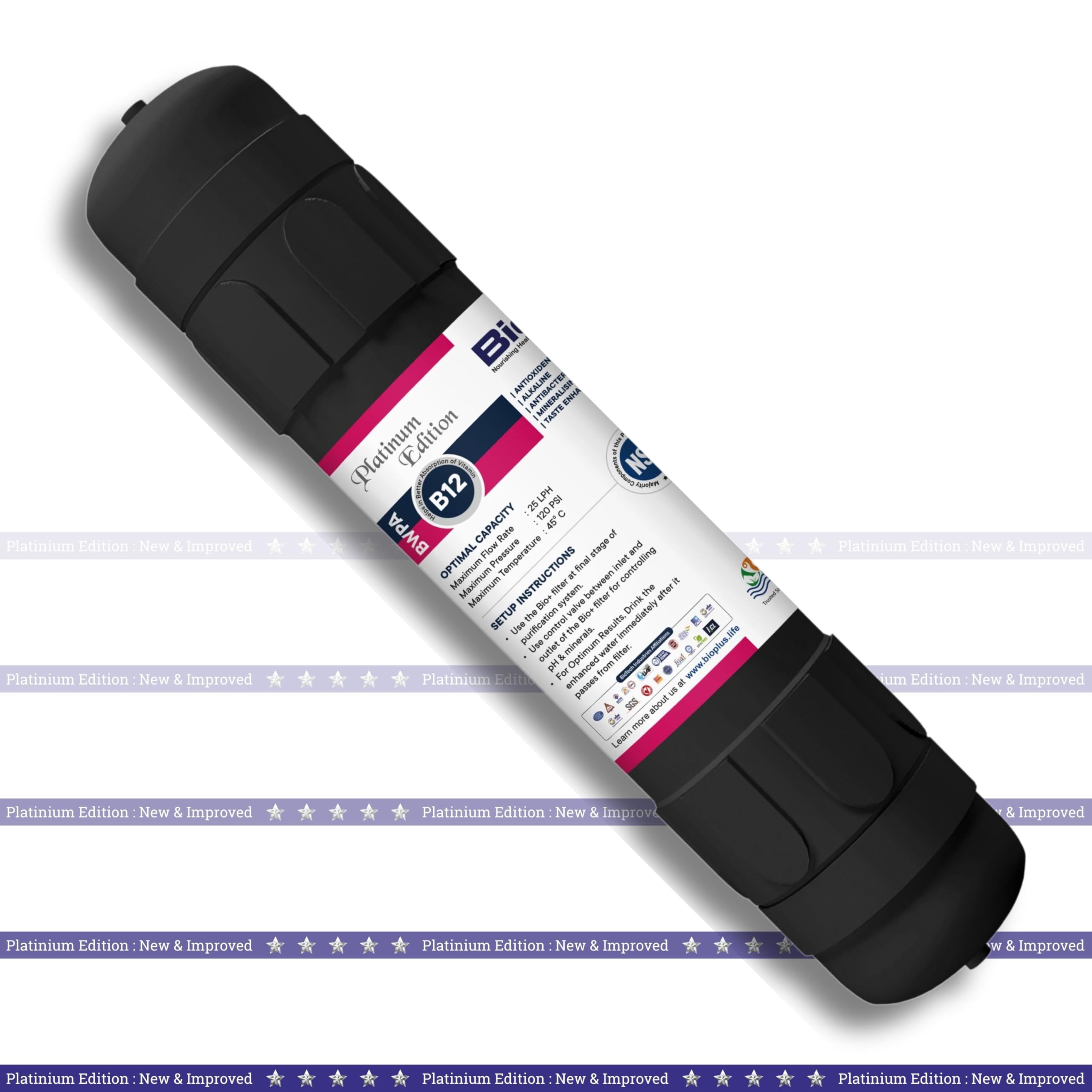 Bio+ B12 Water Filter: Enhance B12 Absorption, Improve Digestion, and Enjoy Refreshing Water - NSF Certified, 10,000L Capacity