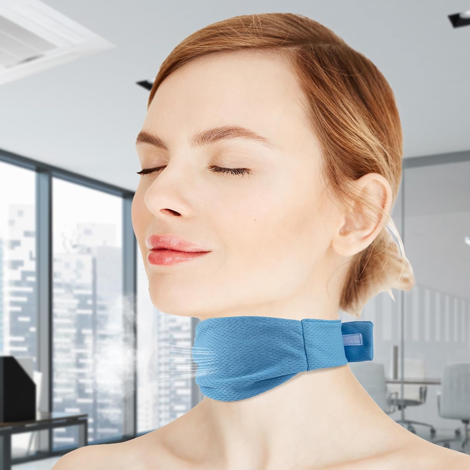 2Pcs Tracheostomy Stoma Covers, Adjustable Neck Trachea Protector, Breathable Dust-Proof Stoma Shield, Soft Skin-Friendly Tracheostomy Care Supplies for Men Women, Blue(M Size,20.5''×2'')