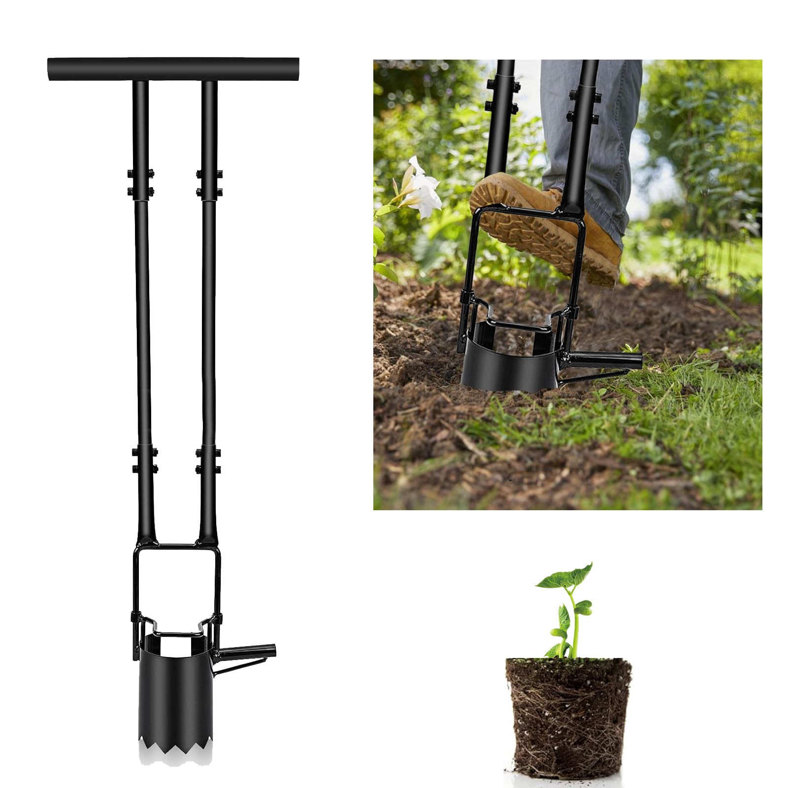 Plantoir de Bulbes à Long Manche,Ensemble d'outils de plantation de bulbes,5 en 1 Griffe de Jardin Aérateur et Transplantoir pour Planter Tulipes,Iris,Jacinthes Plantes à Fleurs