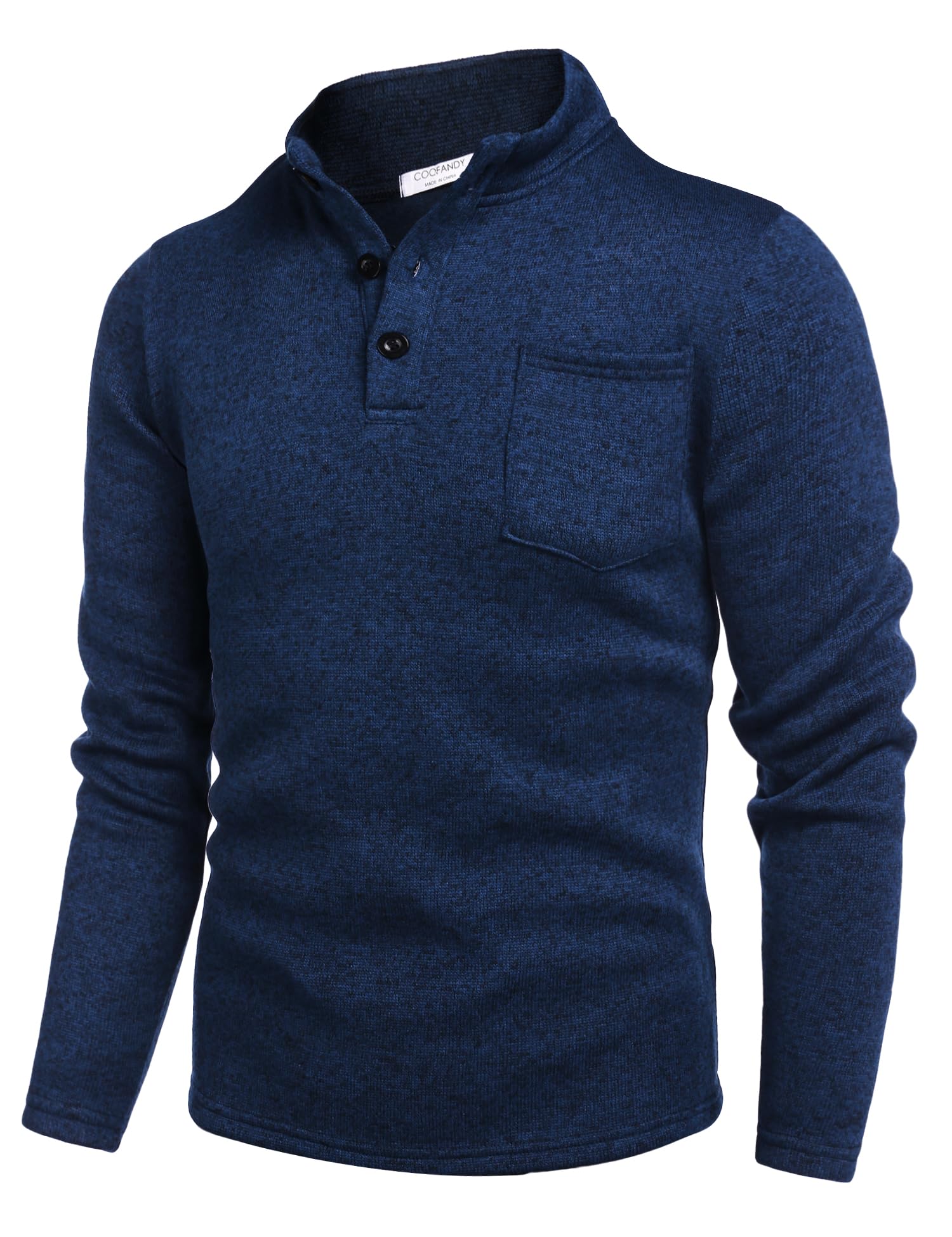 COOFANDY Henley - Maglione da uomo a maniche lunghe, peso medio, morbido, con tasca sul petto