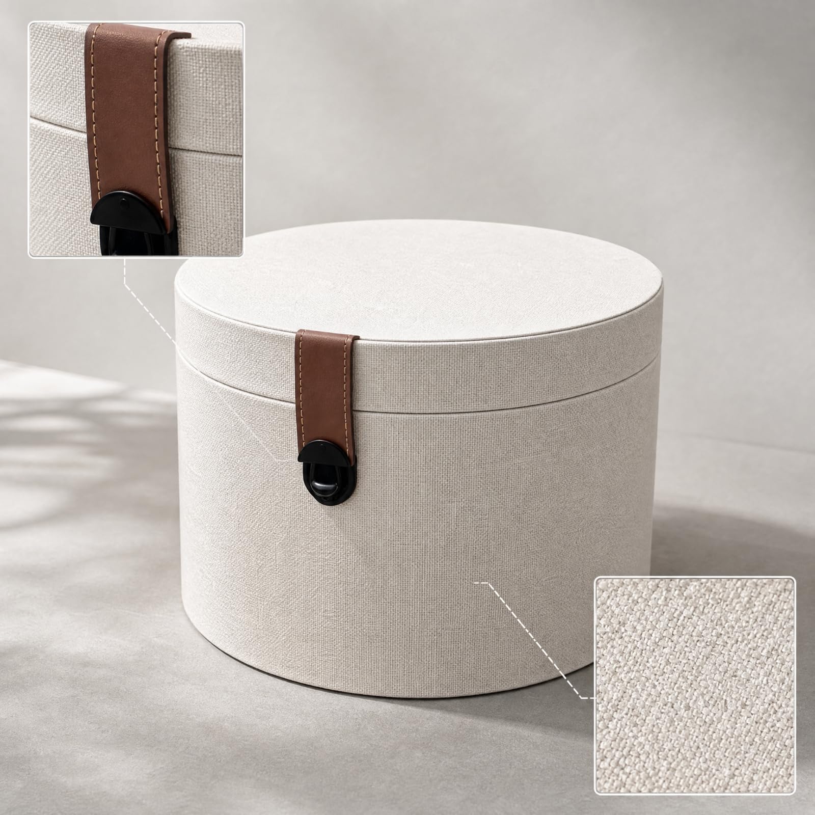 Caja Cilíndrica con Tapa Compacta Caja Redonda Almacenamiento con Cierre Prácticas Contenedores Organizadores para Interiores Mornos, Estilo G