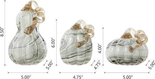 Miniatura 2 de Glitzhome Paquete de 3 mini calabazas de cristal, hechas a mano con forma de calabaza de cristal, adorno para el hogar, escultura coleccionable para