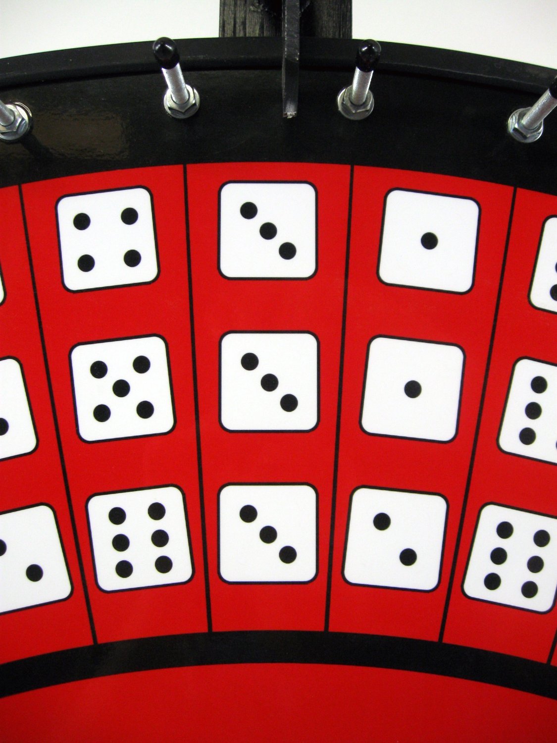 SpinningDesigns 36in Big 6 Dice Game Wheel on Table Stand, Self-Adhesive Laydown Included!