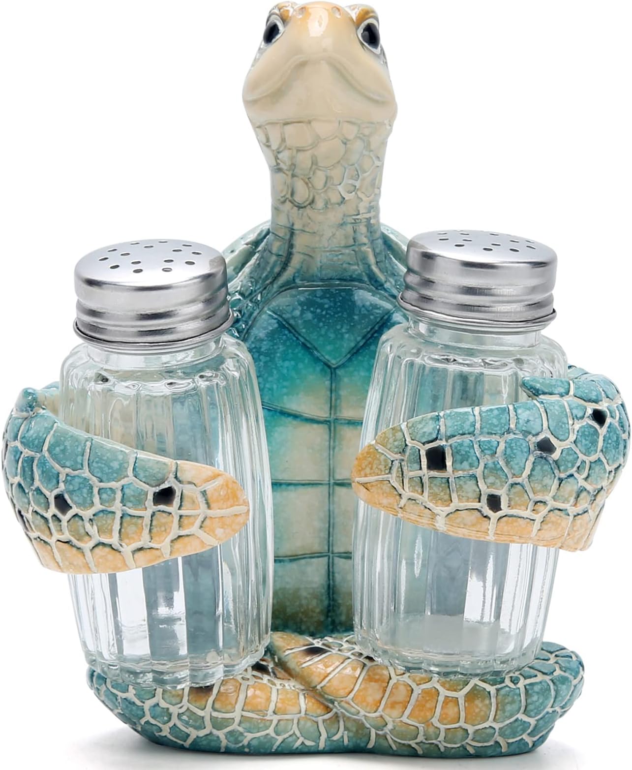 Hodao Sea Turtle With Salt and Pepper Shaker Figurines Decorations Set with Holder Figurine for Beach Bar or Tropical Kitchen Decor Table Decorations For Home Gifts (Turtle)