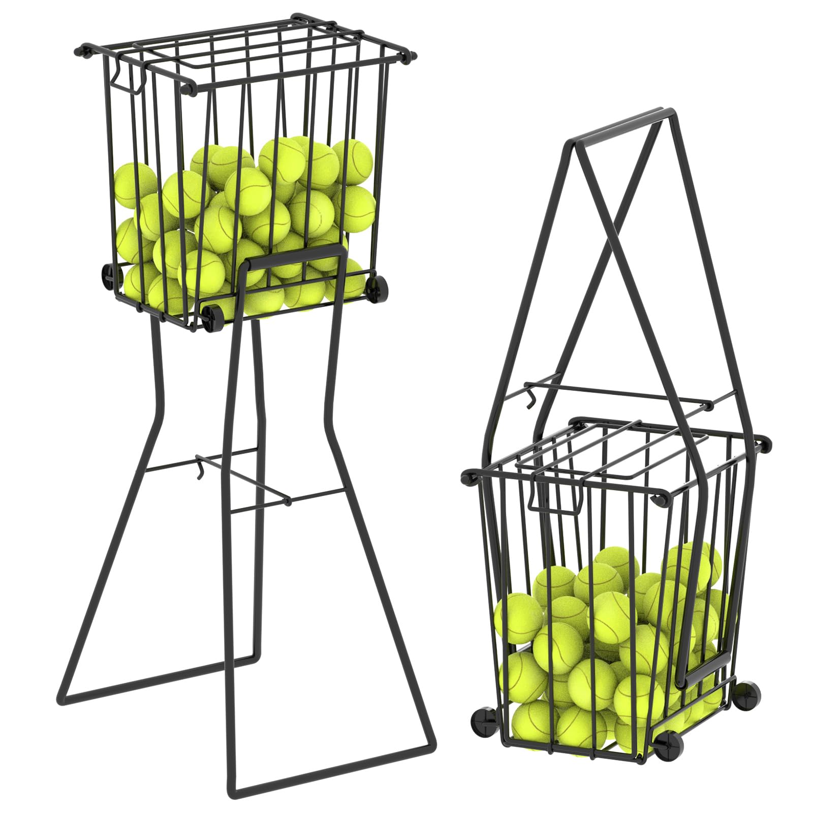 Panier de Tennis et Pickleball avec roulettes – Panier ramasse-balles, capacité de 75 balles de Tennis et 50 balles de Pickleball