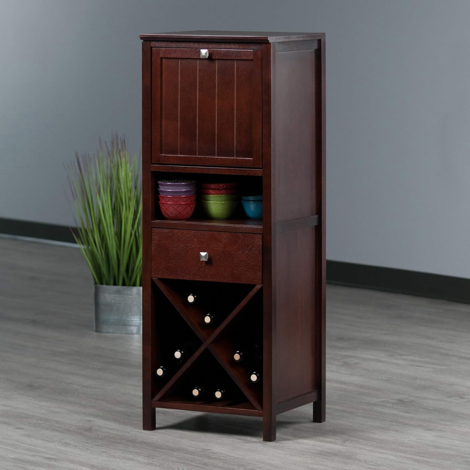 Brooke Jelly Cupboard, 4-Section Cabinet, Walnut