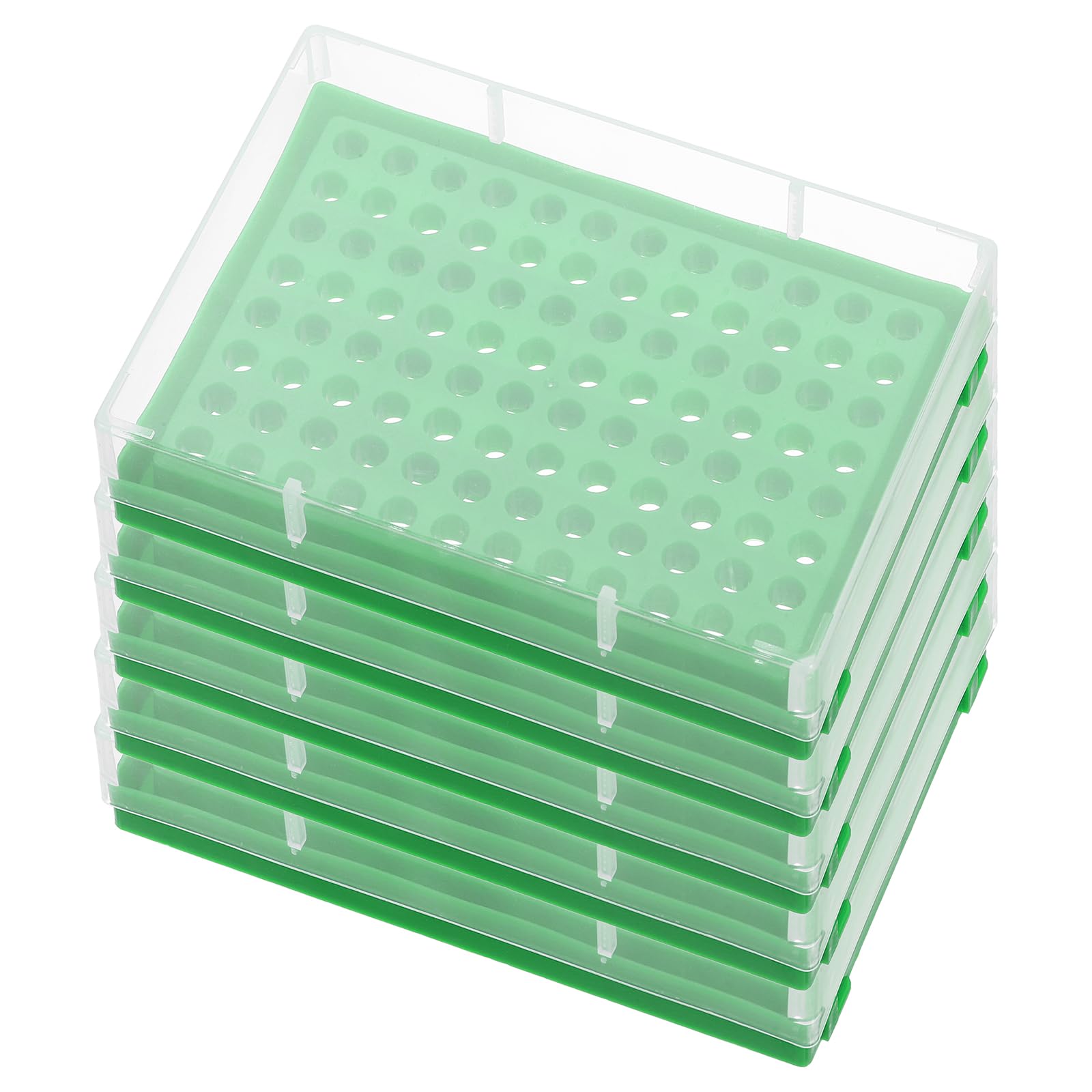 PATIKIL Portoir À Tubes PCR 96 Puits Pour 0.2ml Tubes À Bandelettes Tests, 5pcs Plateau Étanche De Remplissage Portoir À Tubes Centrifugeuses, Vert