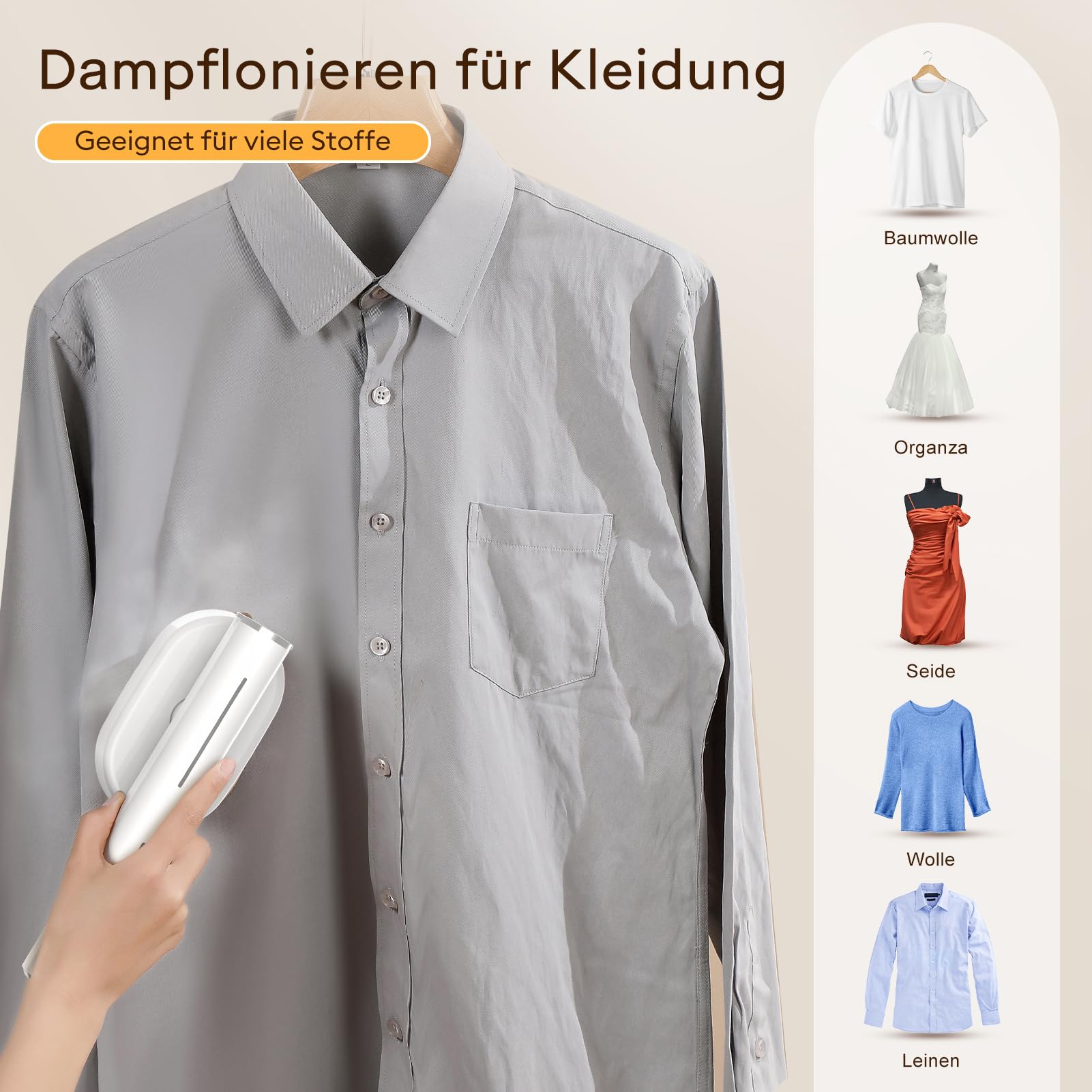 ITEFDTUTNE Reise Dampfglätter (100-240V), Tragbare Steamer für Kleidung, 2-in-1 Reisebügeleisen 1300W Steam iron, 15s schnelles Aufheizen Steamer dampfglätter für Reisen & Zuhause nutzen