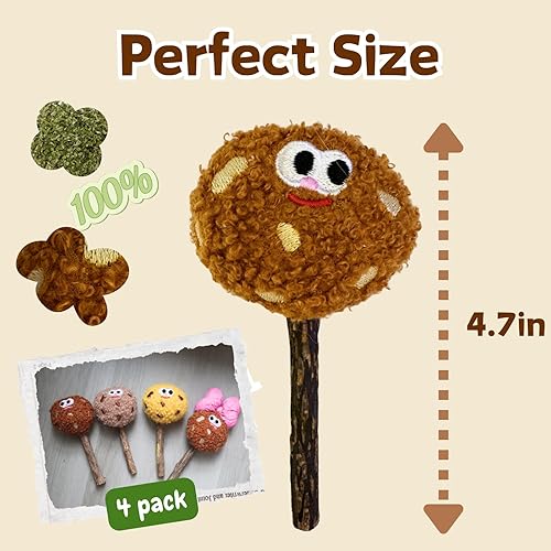 Miniatura 5 de Paquete de 4 paletas de hierba gatera y Silvervine, juguete masticable para dentición de gatito, juguete interactivo para gatos aburridos de