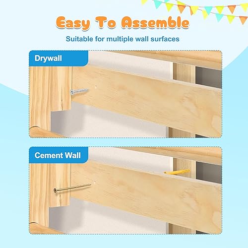 Miniatura 8 de KEIKI Gimnasio de la selva interior 10 en 1, parque infantil de madera todo en uno con poste de escalada en roca, cuerda, roca, pared, red,