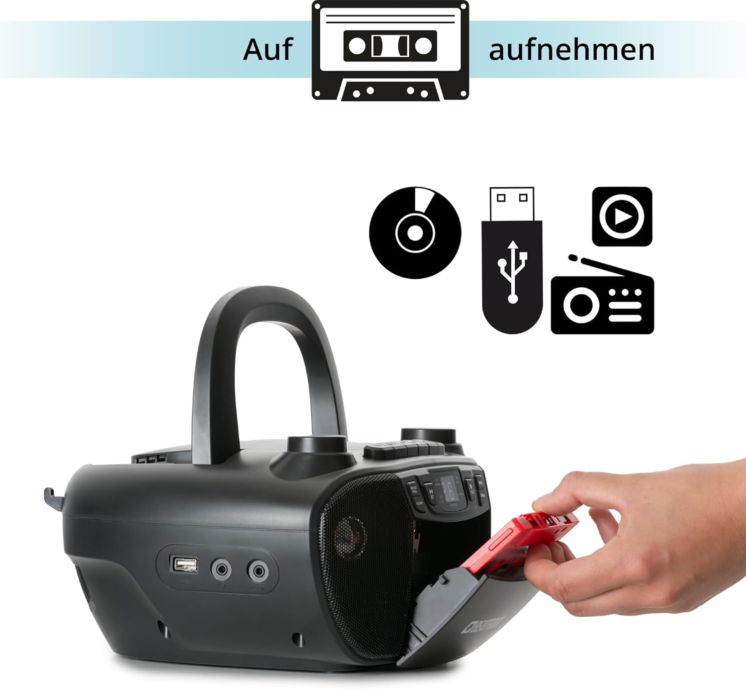 Beatfoxx CDB-1016U BK Boombox recording to cassette from various sources