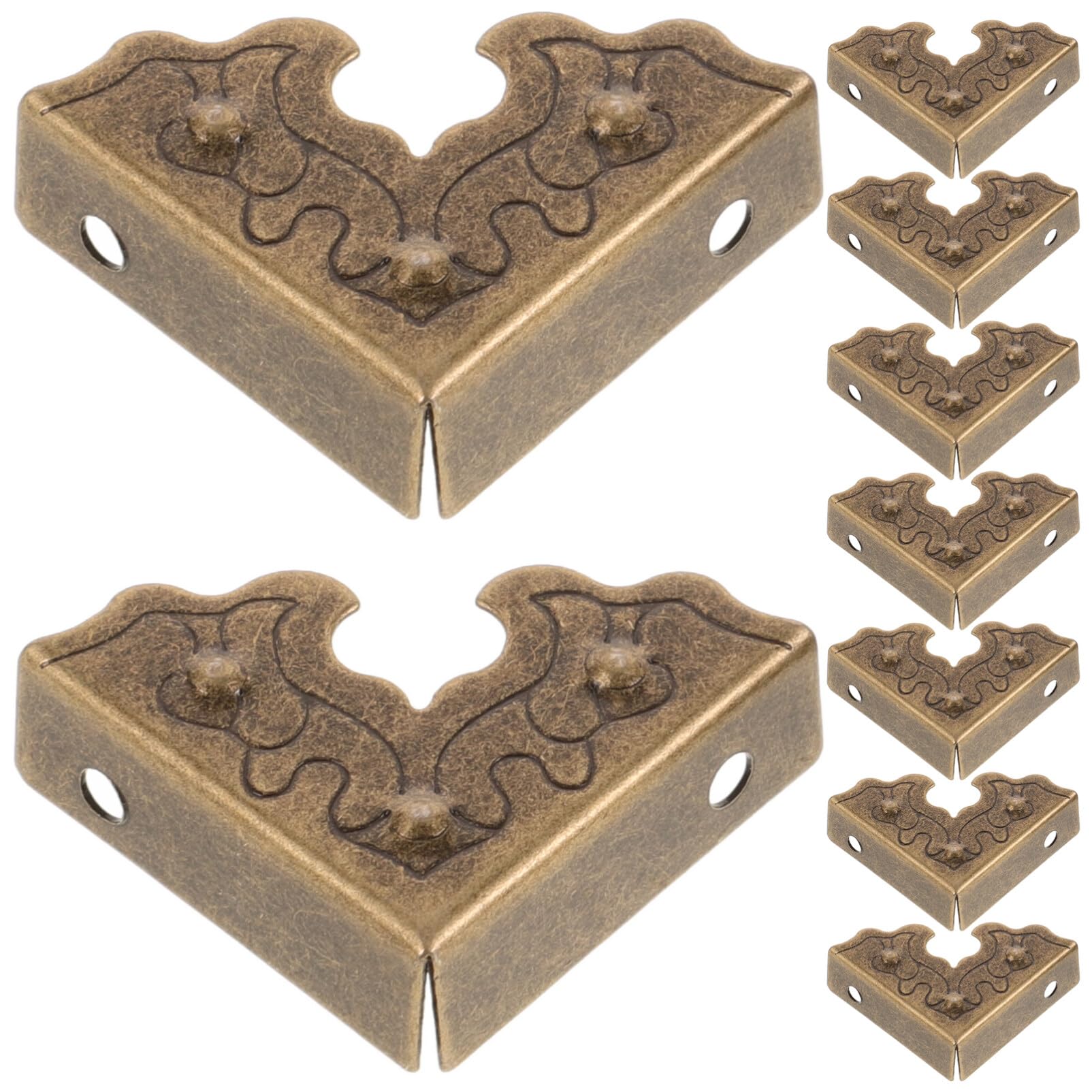 Housoutil 20pcs Vintage Wooden Box Corner Protectors Metal Antique Jewelry Box Corner Hardware Guards Decorative Corner Protector Retro Cabinet Furniture Corner Protectors