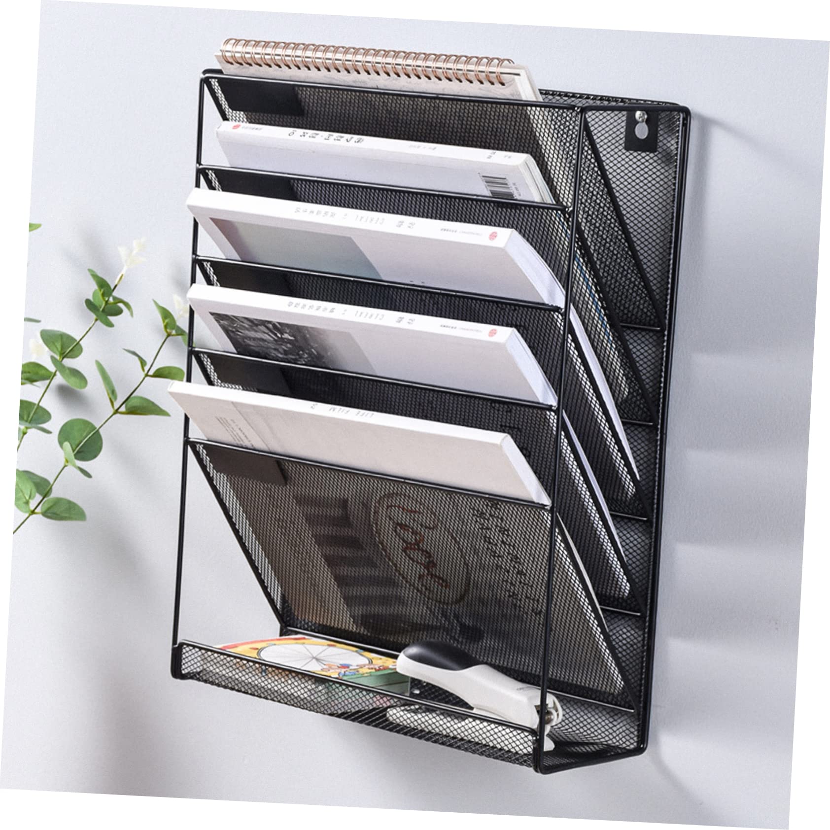 Veemoon Organizador Colgante de Archivos de Pared de Metal para Oficina Estante de Almacenamiento de Soporte Multifuncional para Carpetas y Revistas y Funcional