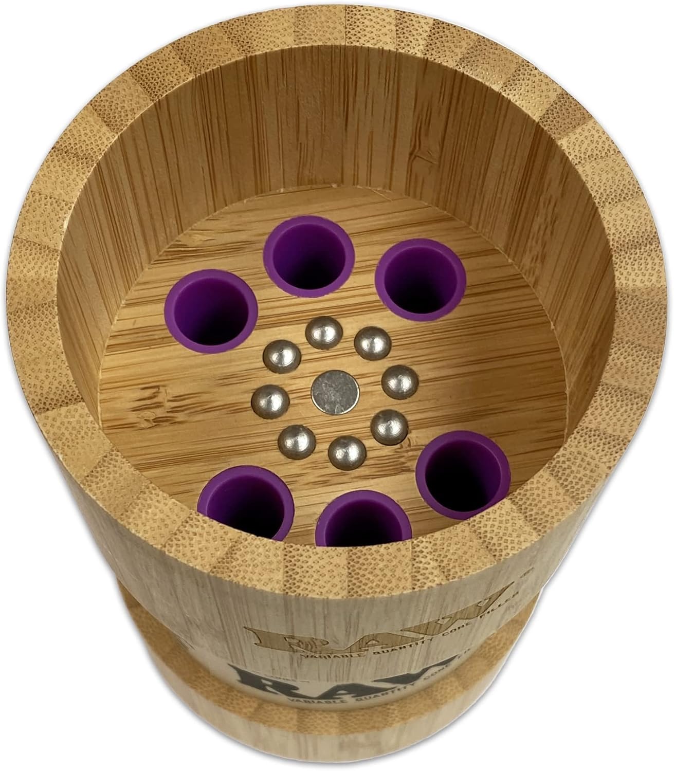RAW Bamboo Six Shooter | 1 1/4 Size | Loader/Filler for PreRolled Cigarette Paper Cones, Includes SIX ARC Cigarette Savers