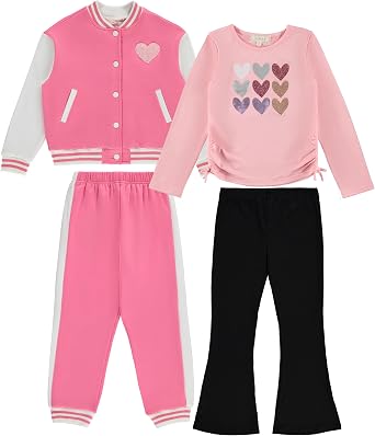 BTween Girls Activewear Set Stylish, Comfortable Bomber jacket Pack of 4 with Jackets and Pants