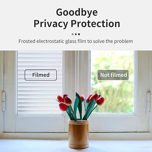 Miniatura 2 de DERZGAO Película decorativa de privacidad para ventana, anti UV, película de privacidad extraíble para ventanas, vidrio, para baño, hogar, oficina,
