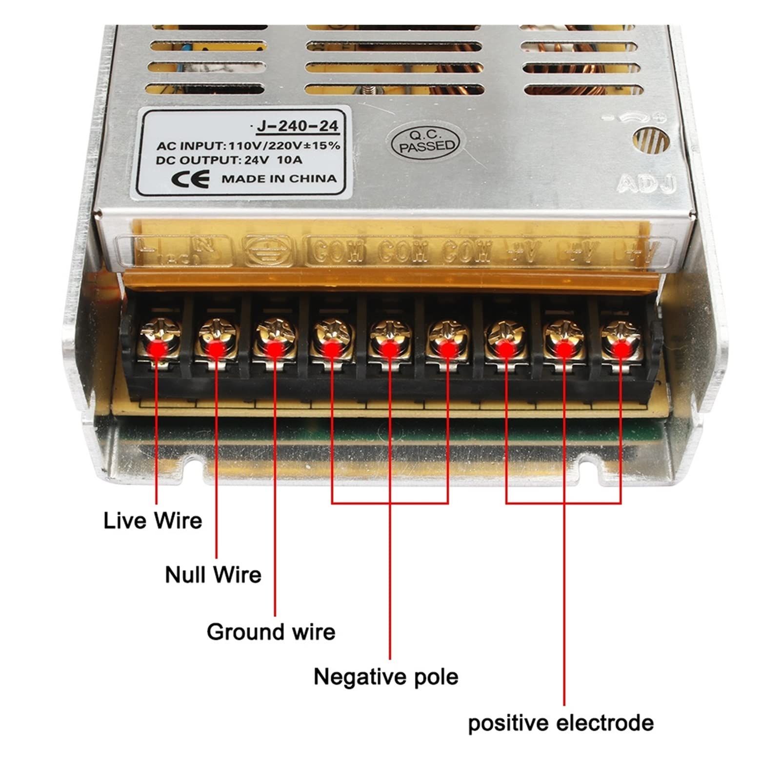Dianqi J-240-24 24v 10a 240 W Zasilacz Przełączający DOPROWADZIŁO Zasilanie Światła Strip 2 4V 10a 240 W. Transformator 100-240v.