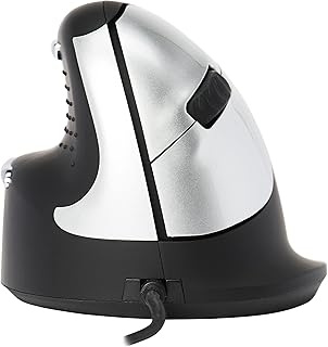 R-Go HE Ergonomic Mouse Wired, for Left-Handed, Vertical Ergo Mouse with USB Cable, 500-3500 DPI, 5 Buttons, Prevention Tennis Elbow/Mouse arm, Black/Silver