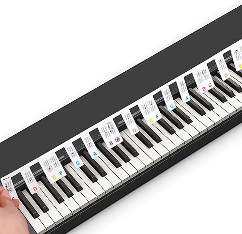 Etiquetas de notas de teclado de piano de silicona extraíbles, calcomanías de teclado de piano para principiantes y niños, 61 teclas 11 de tamaño