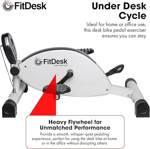 Vista 2 de FitDesk Under Desk Bike Exercise Machine, Compact Magnetic Pedal Exerciser, Mini Elliptical, Quiet Seated Cardio Trainer for Home Office Workouts