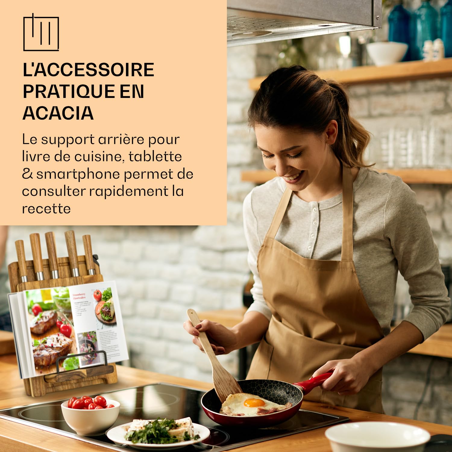 Zelite Couteau Cuisine, Ensemble de Couteau de Cuisine Professionnel avec Bloc, Set de 8 Couteaux de Support en Bois d'Acacia, Acier Inoxydable, Résistant Rayures, Ustensiles Blocs Couteaux
