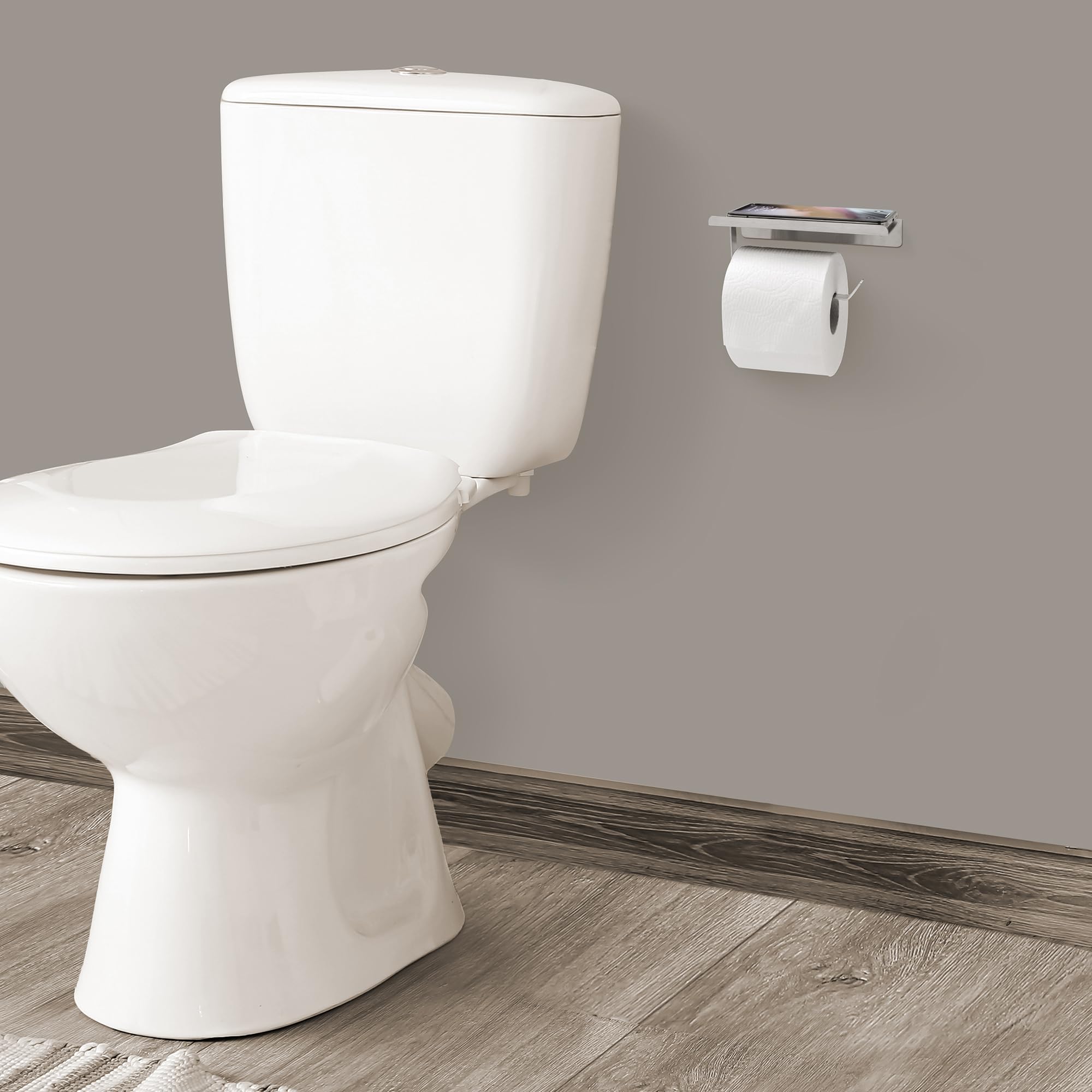 Moderner Toilettenpapierhalter Aus Edelstahl Mit Handyablage – Gebürstetes Nickel, Wandmontiert, Platzsparend Für Kleine Badezimmer