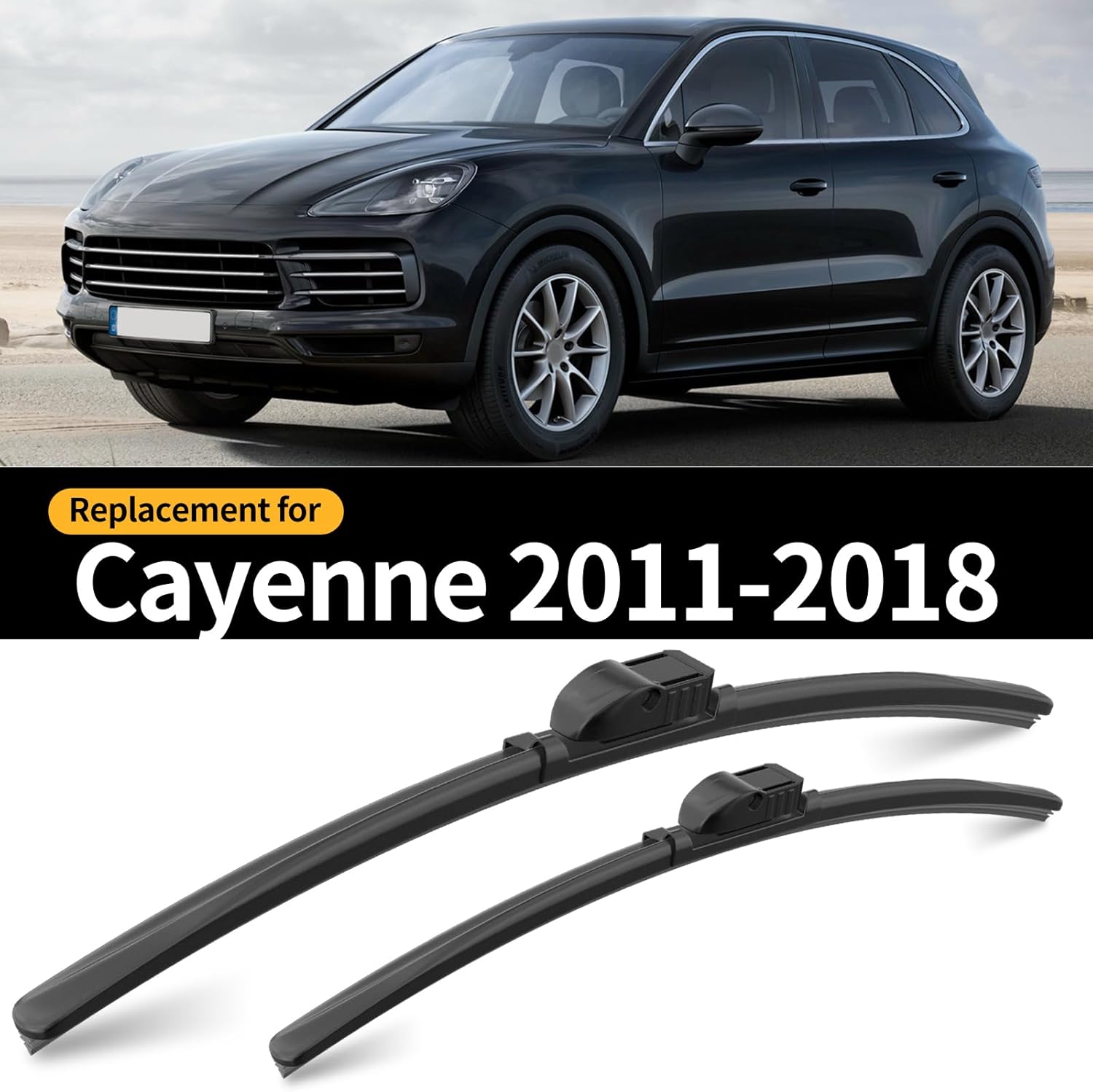 Replacement for Porsche Cayenne 2011-2018 Front and Rear Windshield Wiper Blades-Original Design Style All-seasons Car Window Wipers 2011 2012 2013 2014 2015 2016 2017 2018