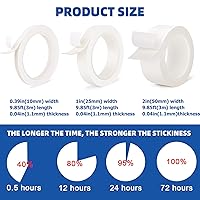 Vista 2 de Cinta de doble cara de 0.39" x 9.85 pies, cinta adhesiva de montaje resistente y extraíble sin daños, cinta de espuma PE sin residuos, cinta