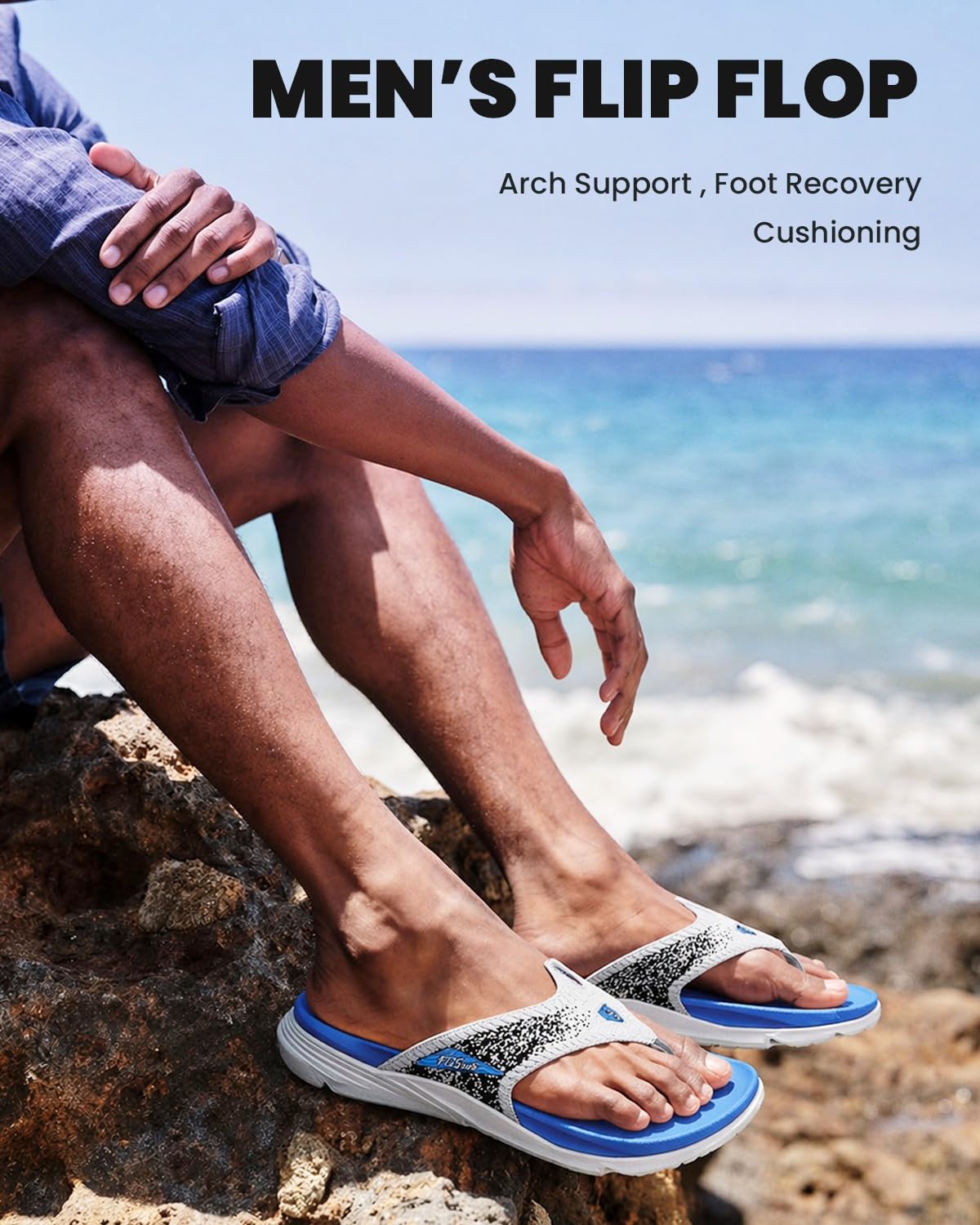 PCSsole Zehentrenner für Männer, Orthopädische Sandalen mit starker Fußgewölbeunterstützung, Weiche Polsterung & Gummisohle, Effektive Schmerzlinderung bei Plantarfasziitis, Plattfuß & Fersenschmerz