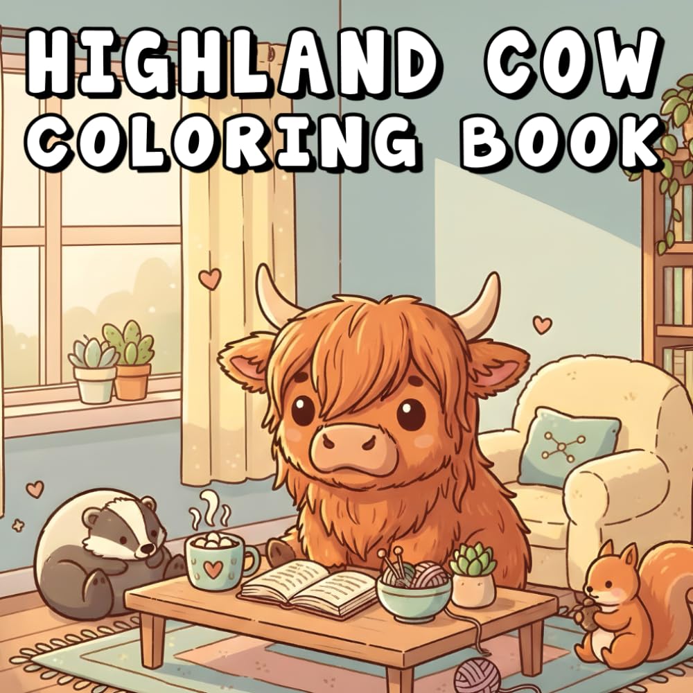 Highland Cow Coloring Book: 50+ A Delightful and Easy Coloring Pages Featuring Beautiful Scottish Cows for Teens, Adults for Relaxation