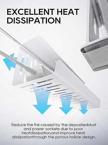 Miniatura 5 de NODOCA Bandeja de organización de cables para debajo del escritorio, organización de cables de 14 pulgadas, abrazadera sin perforaciones, bandeja de