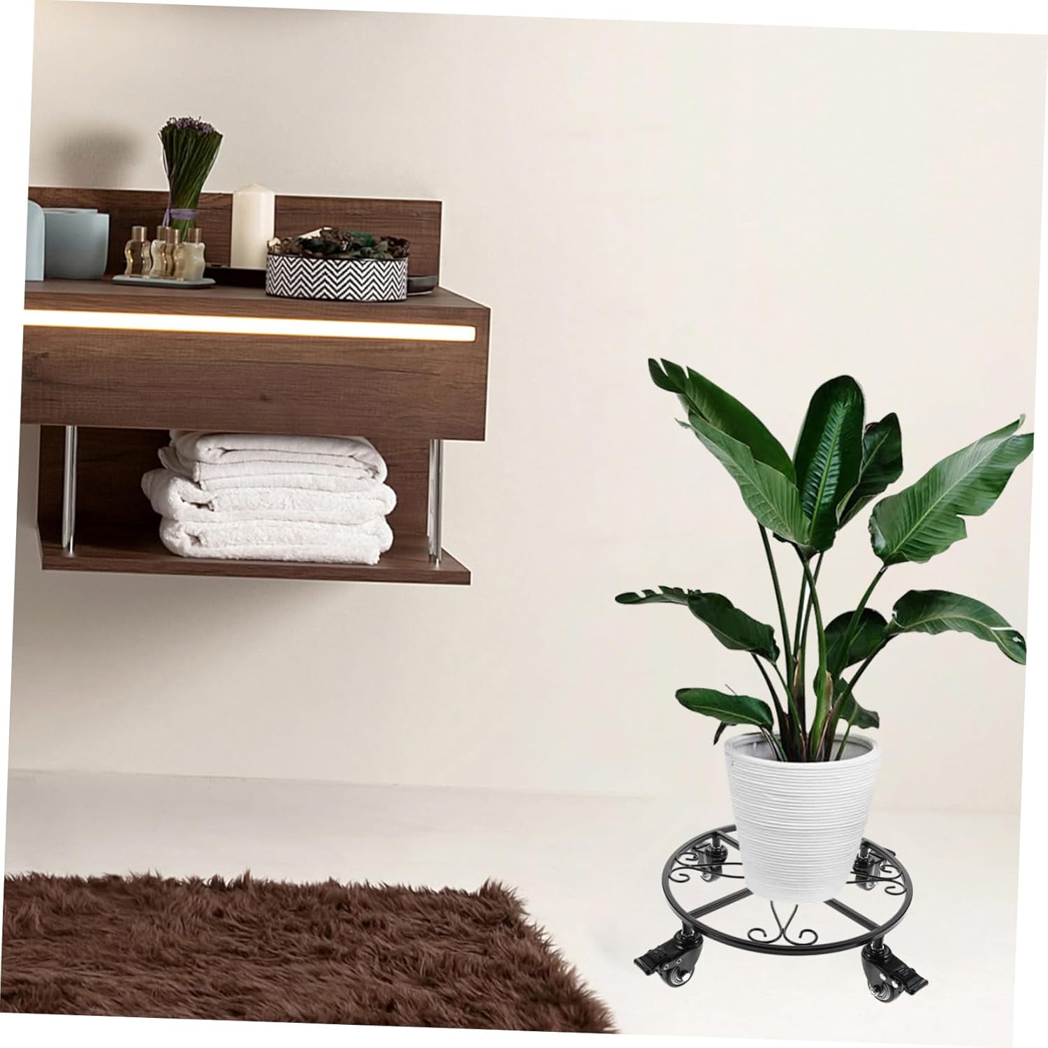 POPETPOP Plant Stand Wheel Iron Planter Bracket Universal Wheels for Flower Pots