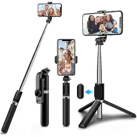 Amazon Jparr 進化版 自撮り棒 三脚一脚兼用 Iphone Android Gopro などに取り付け可能 7段階伸縮 360度回転可能 100cmまで伸びる 大人数でも撮れる Bluetooth リモコン遠隔操作 メーカー1年保証 黒 自撮り棒 通販