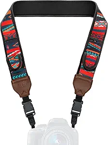 USA Gear TrueSHOT Neck Strap Neoprene Camera Straps - Padded Camera Strap, Pockets, and Quick Release Buckles - Compatible with Canon, Nikon, Sony and More DSLR and Mirrorless Cameras (Southwest)