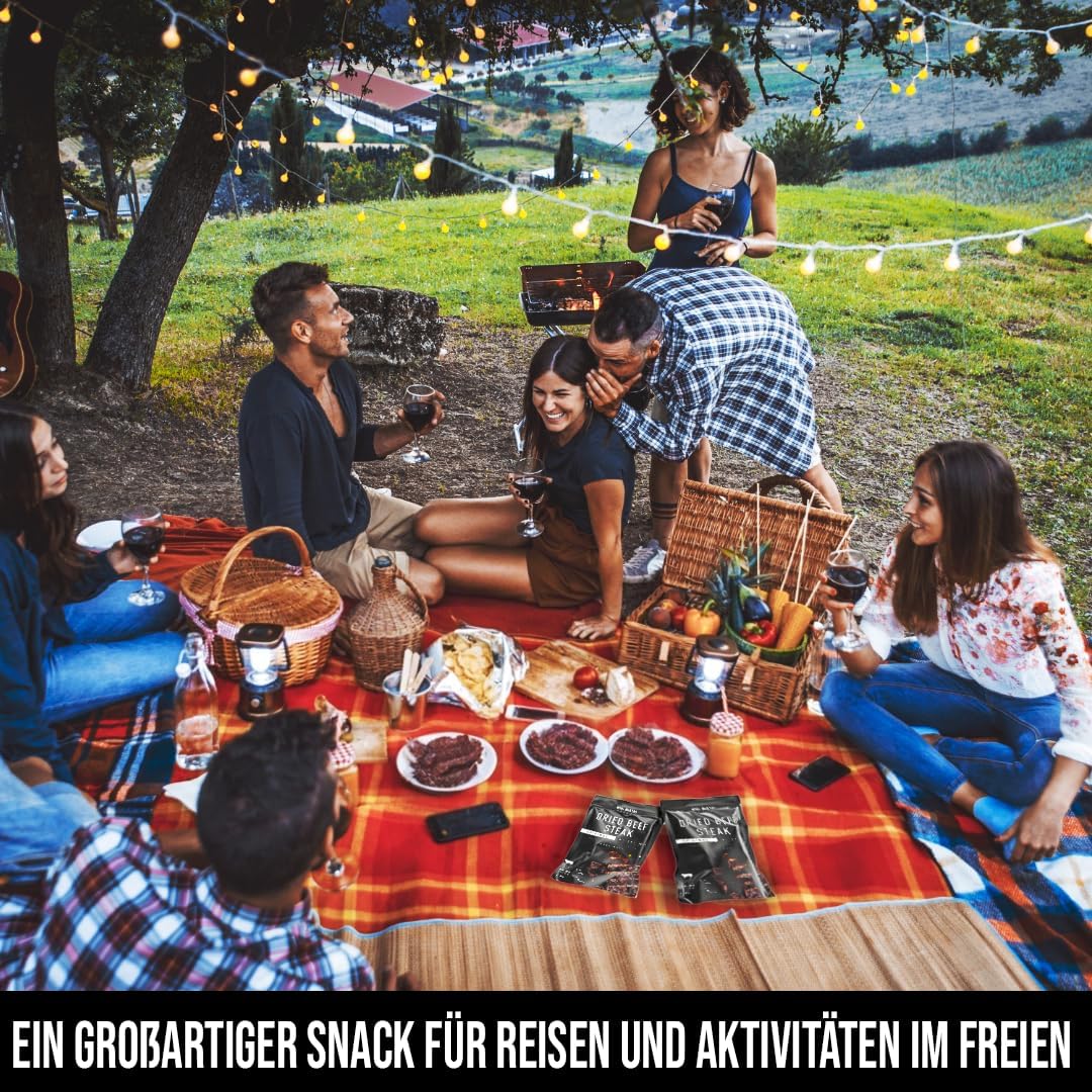 The Meat Makers Beef Jerky Original 200g, Rindersteak, Proteinreich | Luftgetrocknetes Rindersteak, klassischer Geschmack - proteinreicher Dörrfleisch-Snack für unterwegs, Sport & Büro