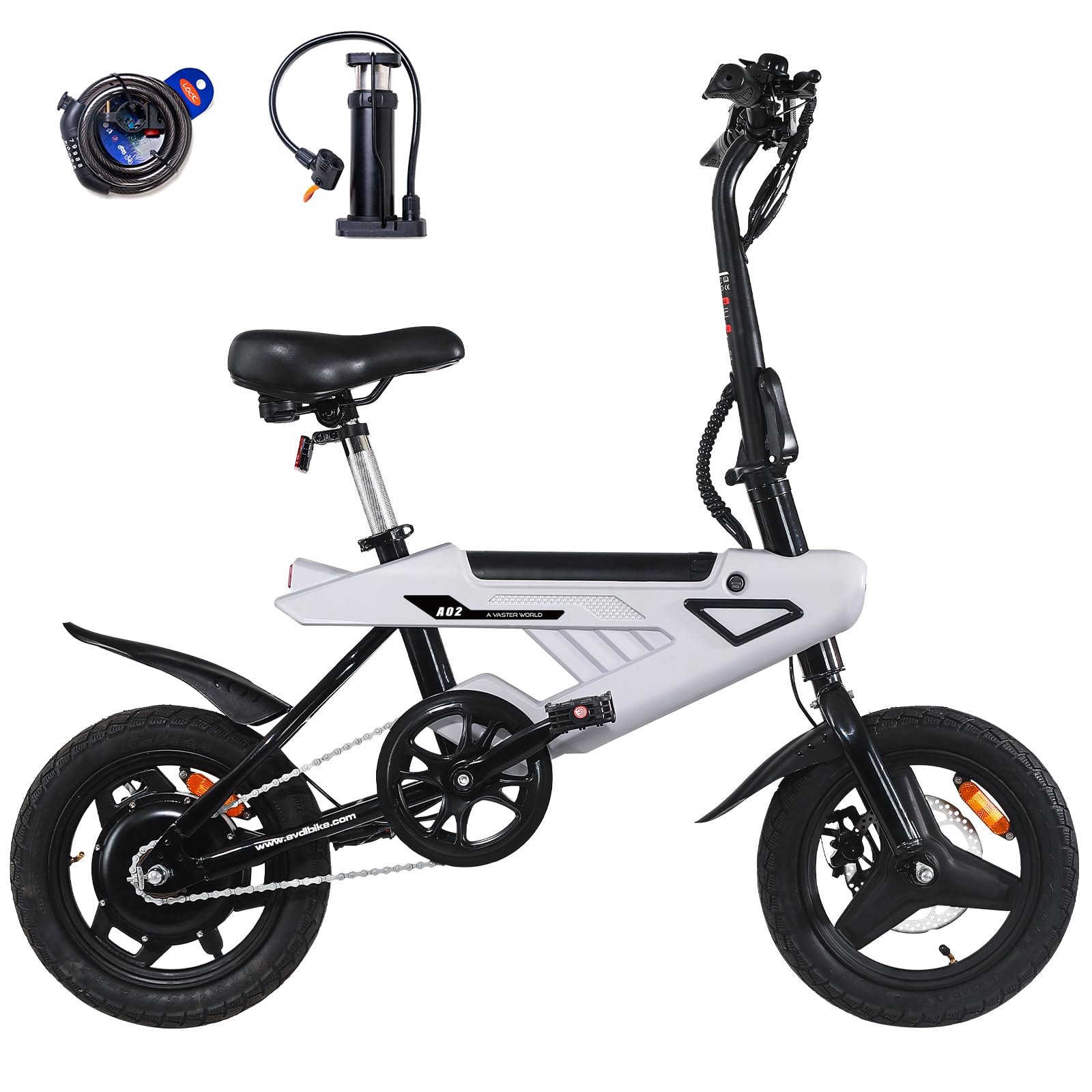 VDL E Bike Klappbar 14 Zoll Weiß für Erwachsene, Ebike mit 3+1 Modi, LCD Display, Doppelbremsen, Kompaktes e-Bike für Pendler, Reisen, Wohnmobil und Stadt