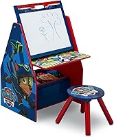 Delta Children PAW Patrol Deluxe Kids Art Table - 3-in-1 Easel, Desk, Stool & Toy Organizer for Ages 3-6