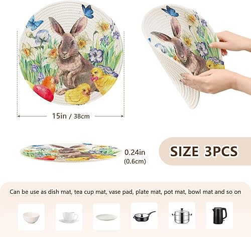 Miniatura 2 de 3 salvamanteles para ollas y sartenes calientes de 15 pulgadas, tejido de hilo de algodón, posavasos grandes de algodón para tetera, campista,