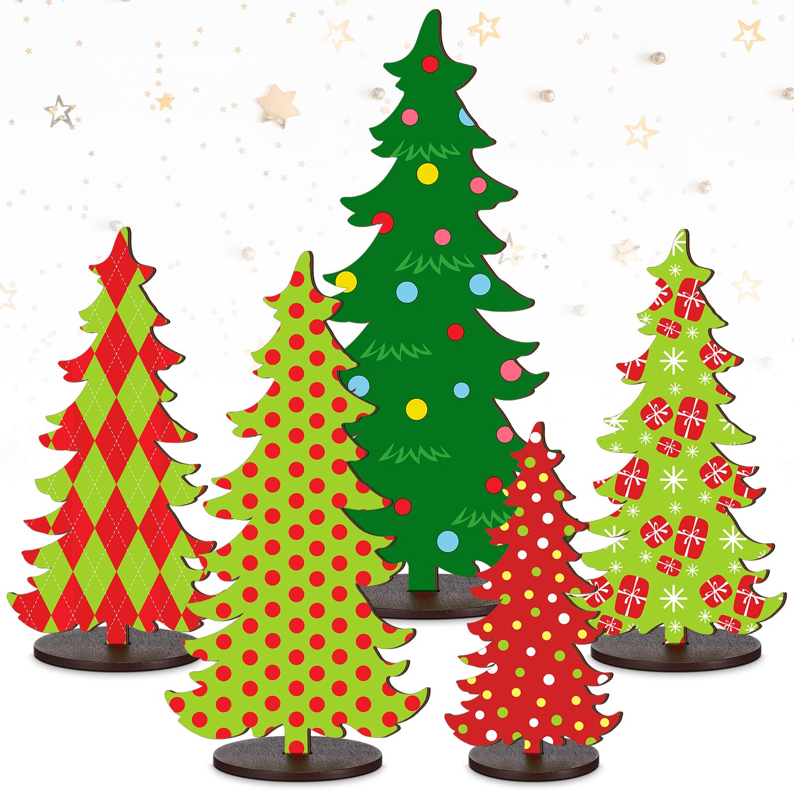 Sapins de Noël rustiques en bois Roowest lot de 5 pour déco de table