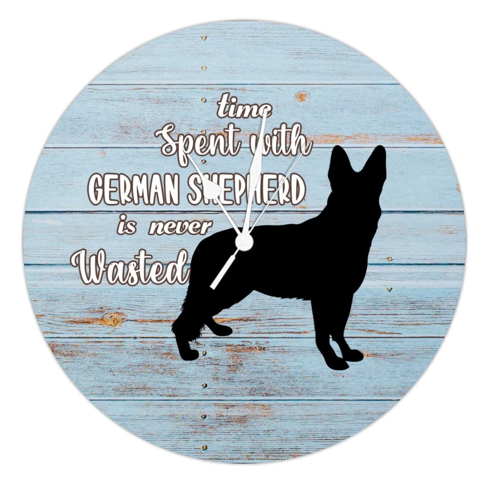Horloge murale en bois 38,1 cm pendule décorative salon cuisine inscription chien