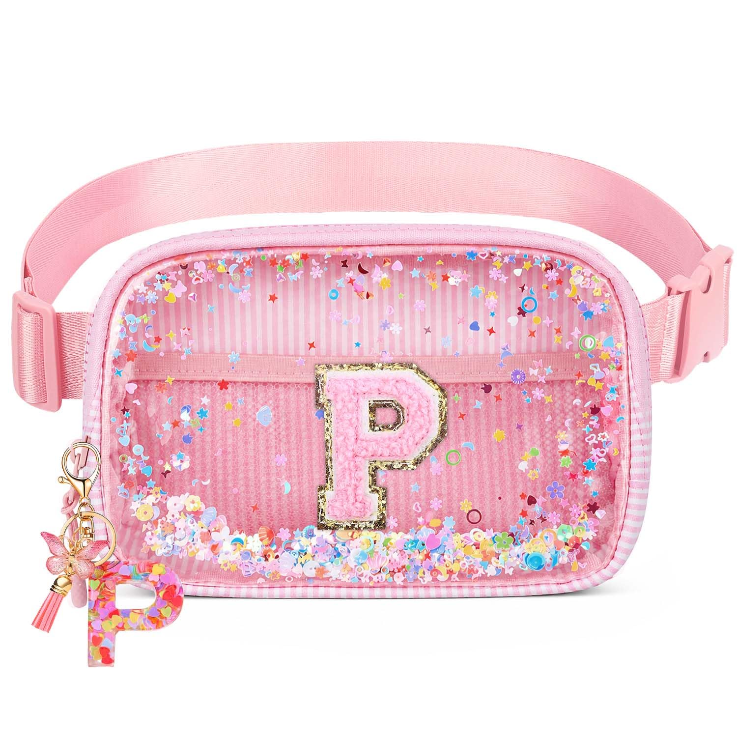 Initial Fanny Pack for Girls - Belt Bag for Teens Kid Teen Girl Kid Birthday Gift Pink P