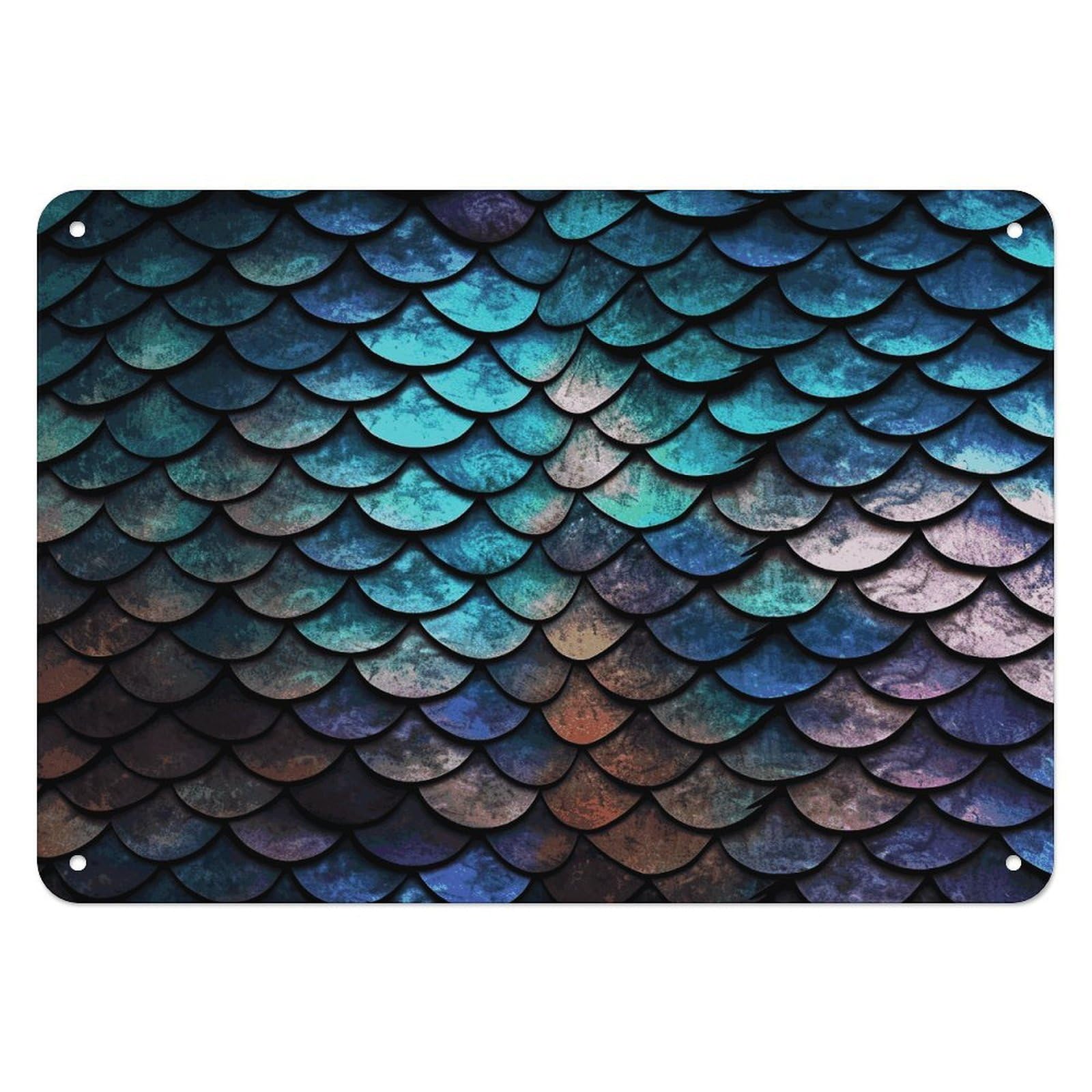 Btcowzrv Style 3D Magical Dragon Scales Pattern Metal Sign, 5.5" X 7.9" Tin Wall Decor, Wall Art Plaques For Home Wedding Decor Room Living Room Decoration