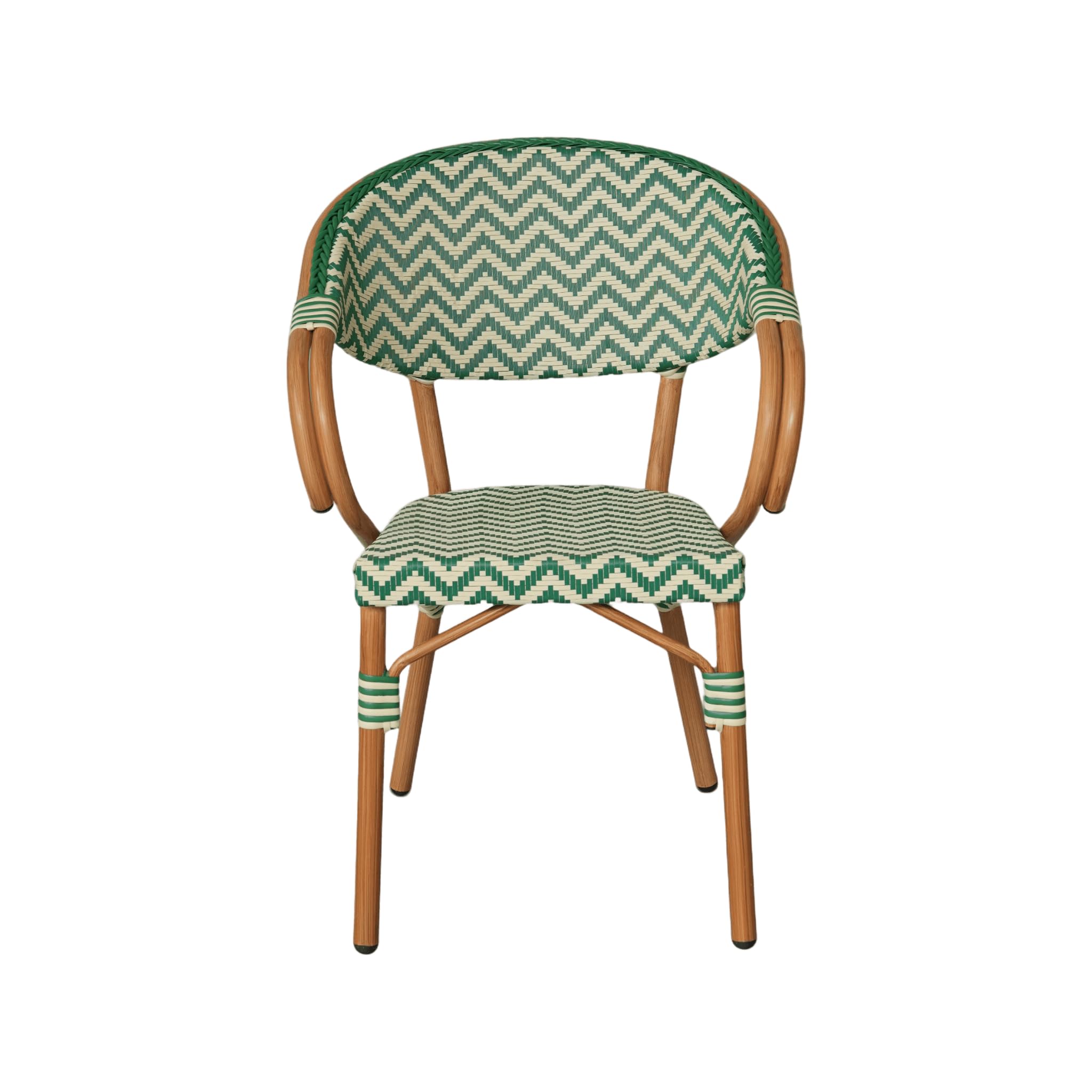 Rebecca Mobili Set de 2 Sillas de Jardín, Sillones de Exterior Apilables, Verde y Blanco, Estructura de Aluminio, Resistentes – Medidas AxANxFON: 84 x 57 x 57 cm – Art. RE7259